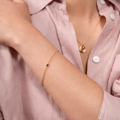 Dower & Hall Single Ruby Dewdrop Chain Bracelet In Silver,gold,red