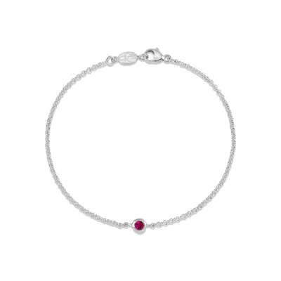 Dower & Hall Single Ruby Dewdrop Chain Bracelet In Silver,gold,red