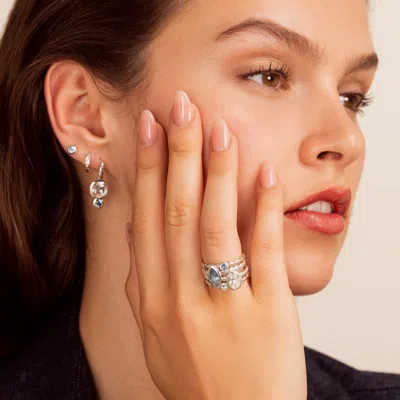 Dower & Hall Serenity Twinkle™ Ring Stack In Dots,silver,blue,white