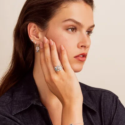 Dower & Hall Serenity Twinkle™ Ring Stack In Dots,silver,blue,white