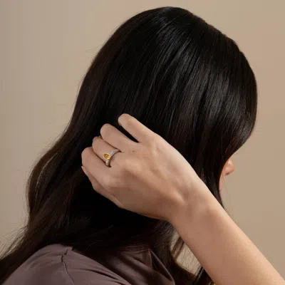 Dower & Hall Citrine Pear Twist Twinkle Ring In Silver,yellow