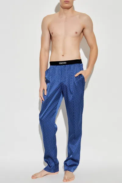 Tom Ford Polka-dot Pattern Pyjama Pants In Blue
