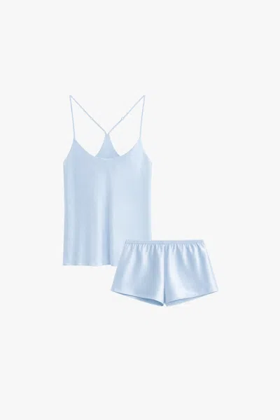 Dore & Rose Silk Cami Set In Blue