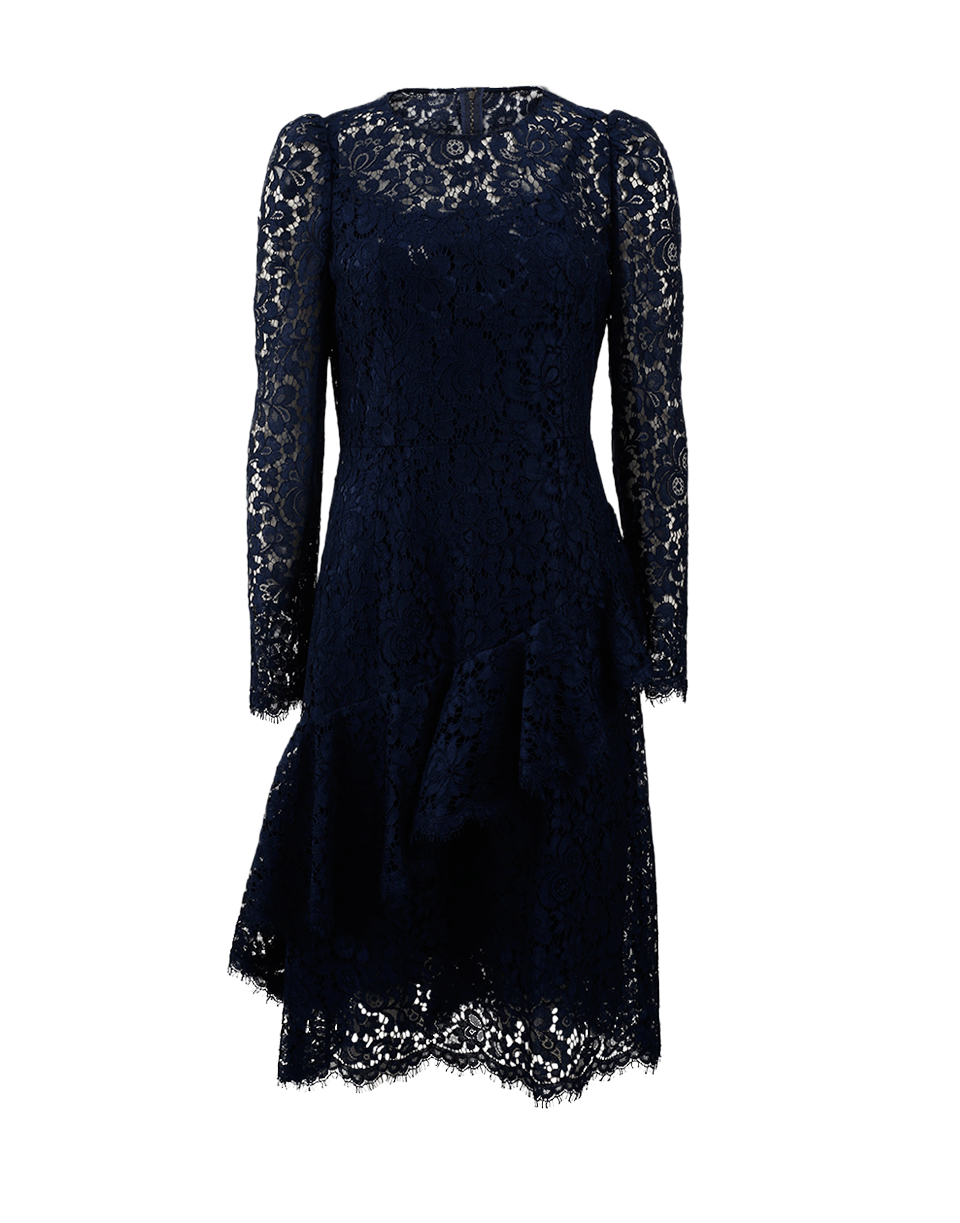 Dolce & Gabbana Long-Sleeve Lace Cocktail Dress, Navy In Blue | ModeSens