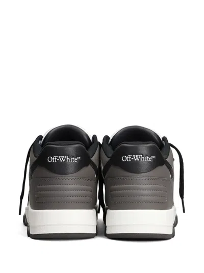Off-white Out Of Office Grey Low Top Sneakers With Logo Patch On The Tongue And Contrasting Stitching In Leath In Gray