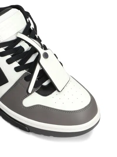 Off-white Out Of Office Grey Low Top Sneakers With Logo Patch On The Tongue And Contrasting Stitching In Leath In Gray