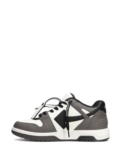 Off-white Out Of Office Grey Low Top Sneakers With Logo Patch On The Tongue And Contrasting Stitching In Leath In Gray