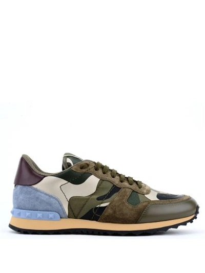Shop Valentino Green Mix Camo "rockrunner" Low Trainers