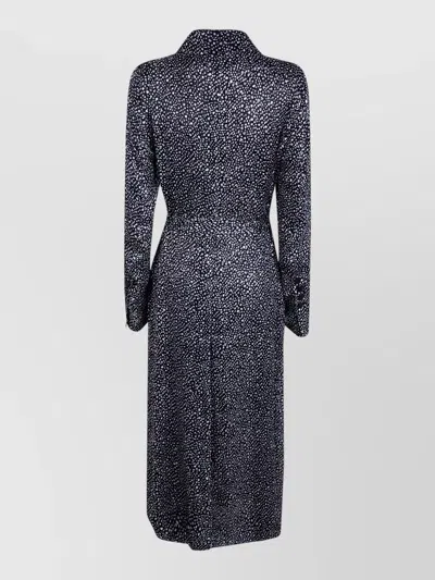 Sapio Devoree Midi Dress Belted Waist Buttons In Gray