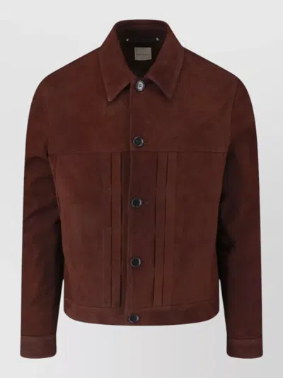 Paul Smith Collared Coat Side Pockets Button Cuffs In Brown