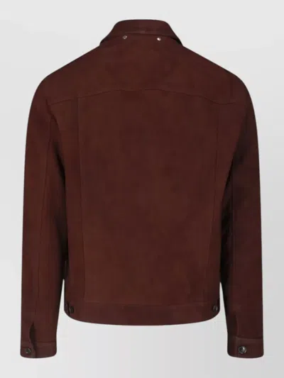 Paul Smith Collared Coat Side Pockets Button Cuffs In Brown