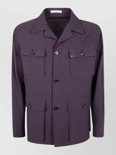 Tagliatore Tempest Jacket Long Sleeves Collared Neck In Purple