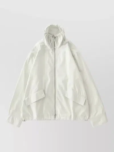 Studio Nicholson Drawstring Collar Zip Jacket Long Sleeves In White