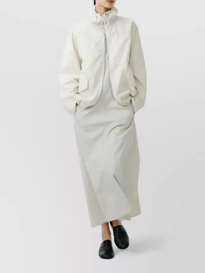 Studio Nicholson Drawstring Collar Zip Jacket Long Sleeves In White