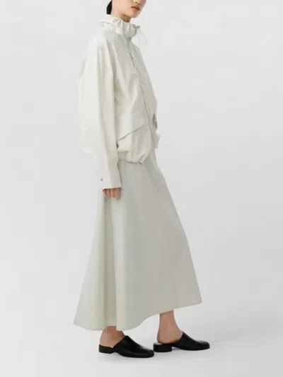 Studio Nicholson Drawstring Collar Zip Jacket Long Sleeves In White