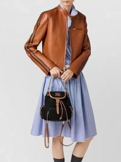 Miu Miu Canvas Leather Mini Backpack Top Handle