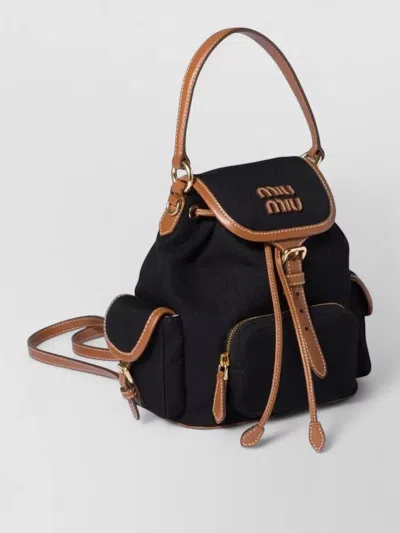 Miu Miu Canvas Leather Mini Backpack Top Handle