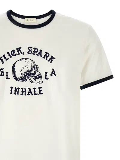 Second / Layer Second/layer 'flick, Spark, Inhale Ringer' T-shirt In White