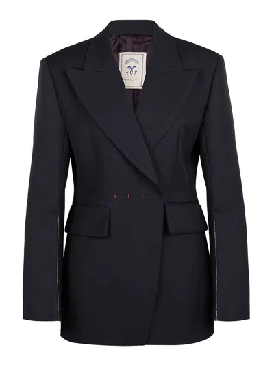 Seafarer Gilda Tailored Jacket Back Vent Lapels In Blue