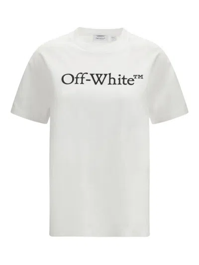 Off-white Relaxed Fit Cotton Tee With Oversized Logo In White