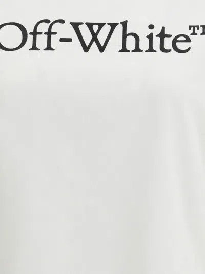 Off-white Relaxed Fit Cotton Tee With Oversized Logo In White
