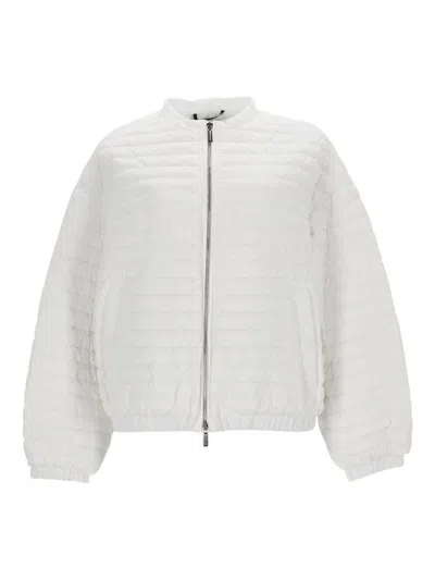Moorer Zip-up Quilted Jacket In White