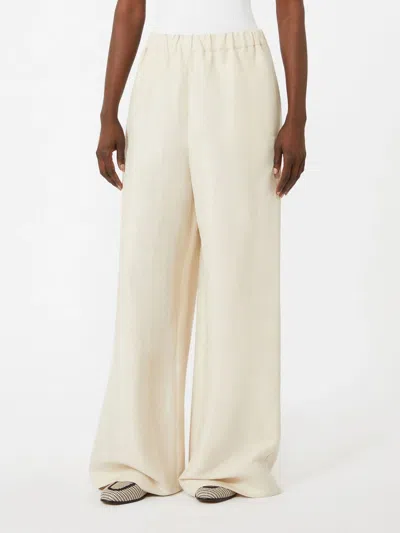 Max Mara Elasticated Palazzo Pants In White