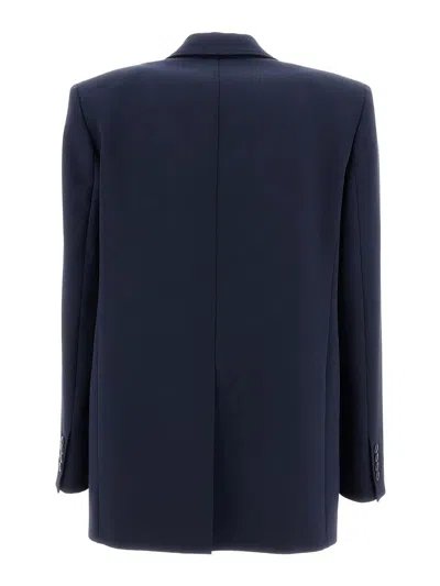 Max Mara Studio Blue Virgin Wool Silk Blazer In Blue