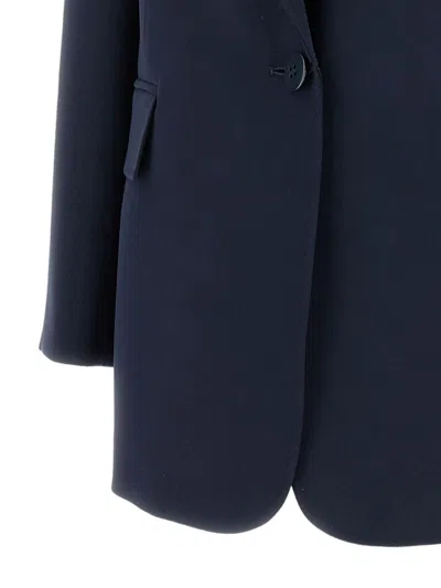 Max Mara Studio Blue Virgin Wool Silk Blazer In Blue