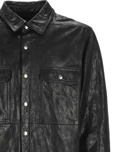 Rick Owens Leather Jacket In Black