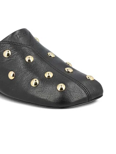 Chloé Susanna Buckle-details Studded Flat Pumps In Black