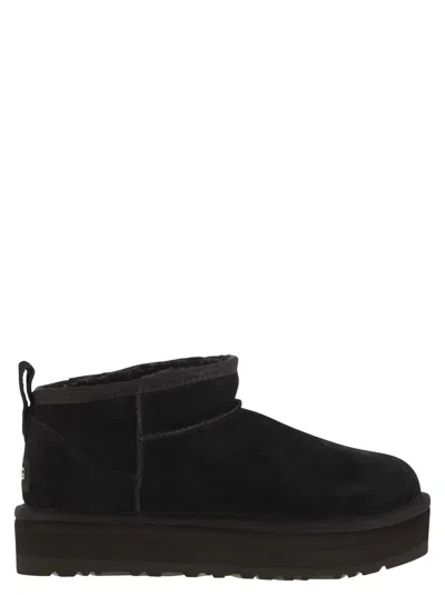Ugg Classic Ultra Mini Platform Suede Boot In Black