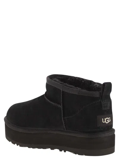 Ugg Classic Ultra Mini Platform Suede Boot In Black