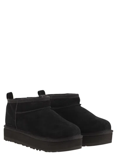 Ugg Classic Ultra Mini Platform Suede Boot In Black