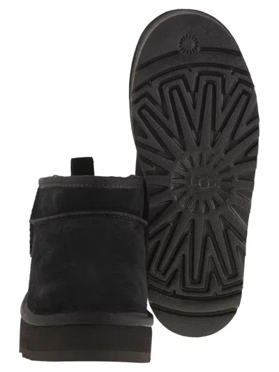 Ugg Classic Ultra Mini Platform Suede Boot In Black