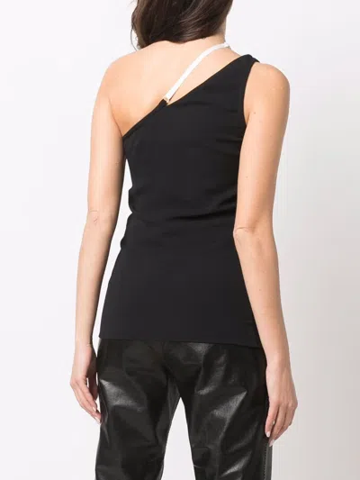 Givenchy Contrast Asymmetric Strap Top In Black