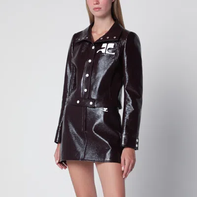 Courrèges Vinyl Blazer With Collared Neck And Long Sleeves In Burgundy