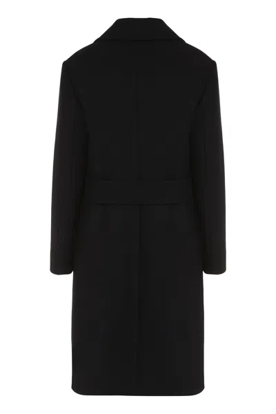 Prada Virgin Wool Coat In Black