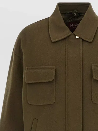 S Max Mara Mstdisco Padded Jacket Buttoned Cuffs Pockets In Neutral