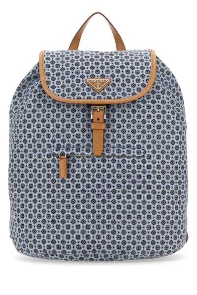 Prada Printed-pattern Leather-trimmed Backpack In Multi