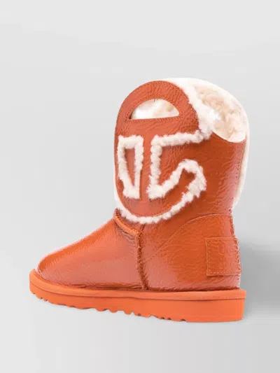 Ugg Patent Calf Leather Cutout Ankle Boots In Orange