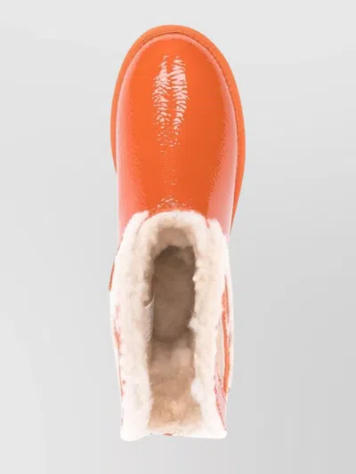 Ugg Patent Calf Leather Cutout Ankle Boots In Orange