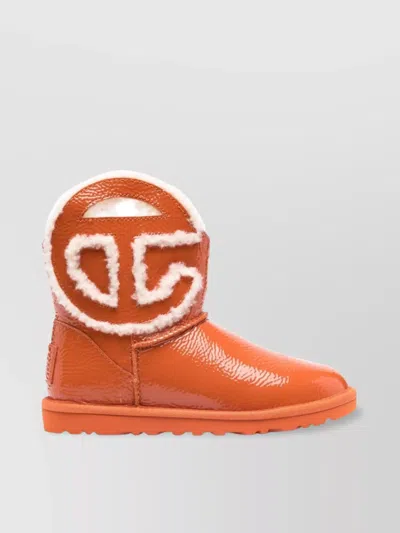 Ugg Patent Calf Leather Cutout Ankle Boots In Orange