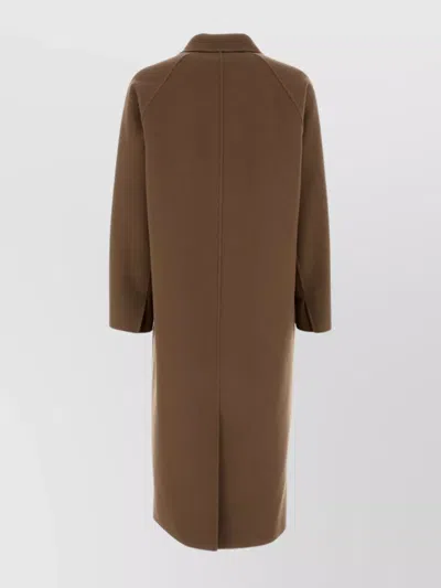 The Row Wool Long Single Breasted Coat In Brown