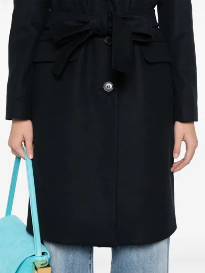 Twinset Twin-set Blue Wool Polyamide Coat In Blue