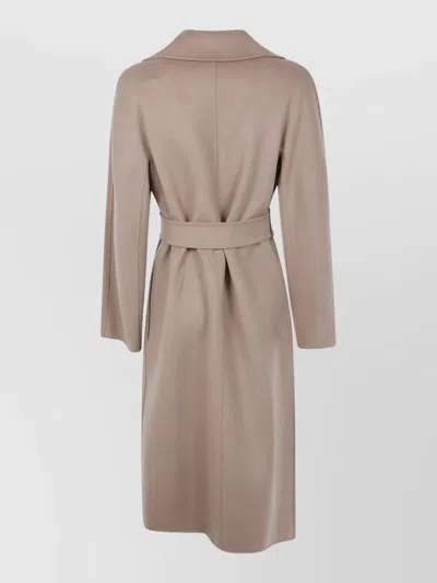 S Max Mara Mst Cles Long Belted Coat Lapel In Neutral