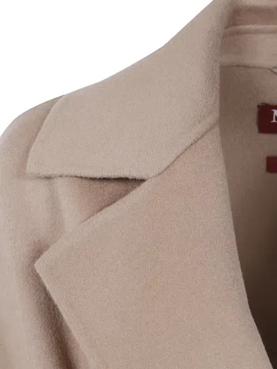 S Max Mara Mst Cles Long Belted Coat Lapel In Neutral