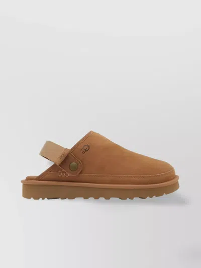 Ugg Suede Slip-on Mules With Adjustable Back Strap In Brown