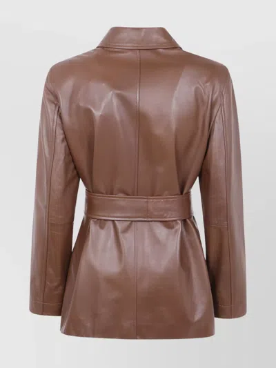 S Max Mara Leather Jacket In Brown