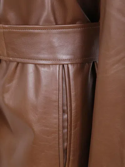 S Max Mara Leather Jacket In Brown